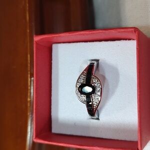Gorgeous 925 Sterling Silver Black Zirconia Ring